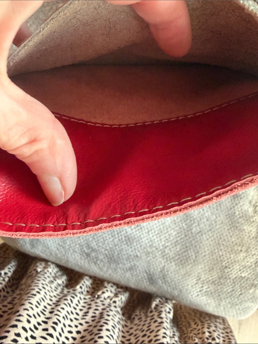 Red Leather Crossbody with Black-and-White Haircalf Panel - Picture 5 of 6